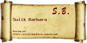 Sulik Barbara névjegykártya